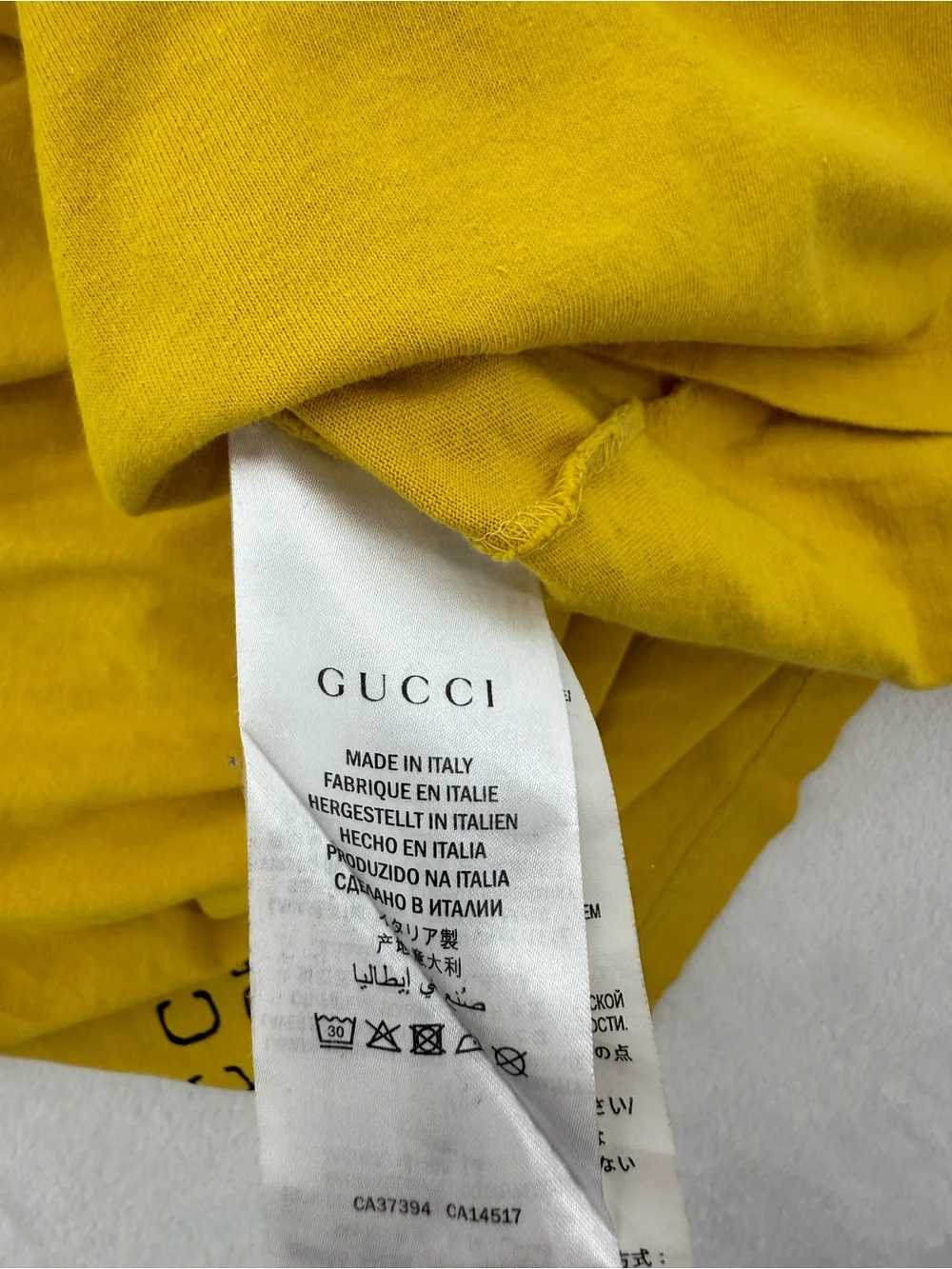 Gucci Crewneck T-Shirt Mens Size XL Yellow Short Sleeve Cotton